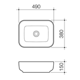 Artisan Above Counter Caroma Basin  Rectangle 490mm